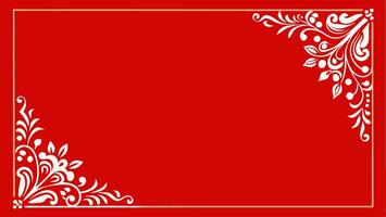 Frame flower ornament at corner with isolated red background, red blank space vector