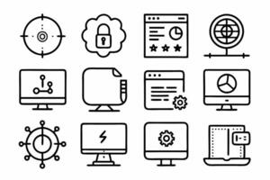 Variation desk icon, desktop monitor and computerize icon vector