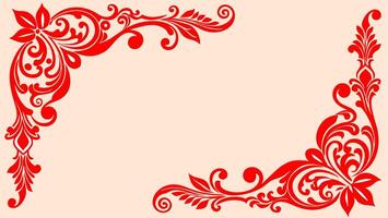 Mandala red ornament at corner with isolated background vector