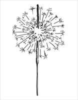 sparklers, sketch style image for new year, holiday vector