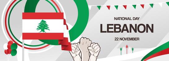 Creative Lebanon national day banner with abstract design ornaments. Very good to use as greeting card for independence day or other public holidays vector