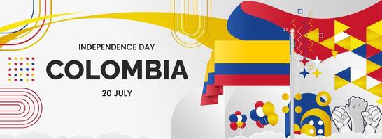 Modern geometric banner for Colombia national day or independence. Suitable as a modern greeting card, web header, or sporting event vector