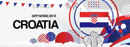 Croatian national day banner in modern concept for use as greeting card, or web header vector