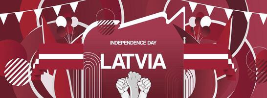 Horizontal design for Latvian national day or independence. Modern greeting card in national flag colors suitable for music party or sport event vector
