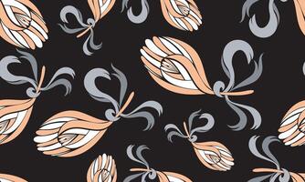 Seamless pattern with Chrysanthemums,japanese floral pattern on black background. vector