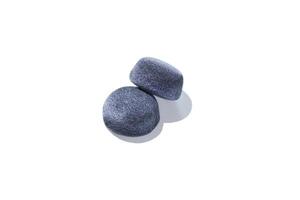 Mochi dessert. Two black Mochies Isolated on white background. photo