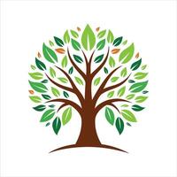 Large Green Tree With Exposed Roots Isolated On White Background vector