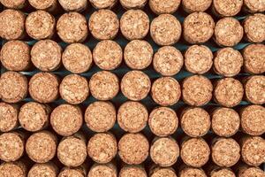 Background from textured wine corks, top view. place for text photo