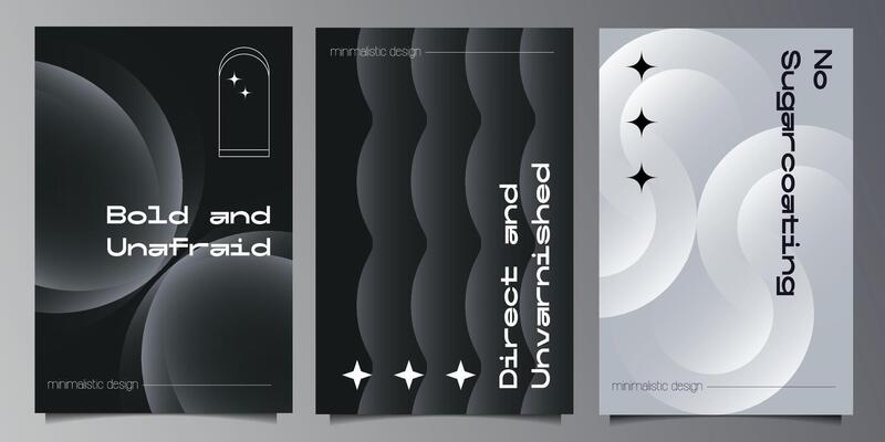 Rotating Circle abstract backgrounds set. Contemporary futuristic posters. Modern covers with a minimalistic transparent silhouettes, graphic elements, basic drawings,geometric shapes. Brutalism print