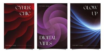 Dynamic trendy simple fluid color gradient abstract backgrounds set with multiplying line effects. minimalistic gradient Illustration For Wallpaper, Banner, Card, Book, landing page vector