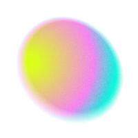 Iridescent color circle gradient noise gradation. Abstract colorful watercolor blur mesh shape on white background. Gradient aura, grain neon blob with noise effect illustration. vector