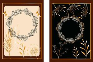 a picture of a circle and a picture of a wreath on a brown background vector