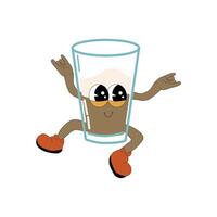 Coffee character, groovy stickerisolated on white background. vector