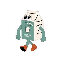 Milk groovy character, isolated on white background. vector