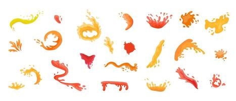 Juice splatter splashes elements set. Can used for liquid product - fruit drink. vector
