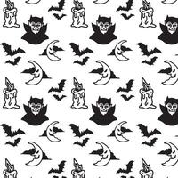 Halloween Characters Seamless Pattern with Black and White Color Scheme for Merchandise Tshirts Web and Print Design vector