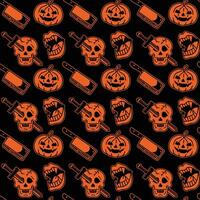 Creepy Halloween Character Pattern with Orange Color Palette for Merchandise Tshirt Designs Web Design and Print Purposes vector