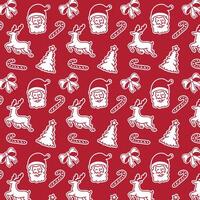 Seamless Christmas Elements Hand Drawn Pattern with Red Color Palette for Merchandise Tshirt Web and Print Design vector