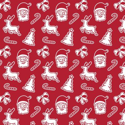 Seamless Christmas Elements Hand Drawn Pattern with Red Color Palette for Merchandise Tshirt Web and Print Design