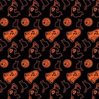Halloween Character Pattern with Spooky Orange Color Palette for Use in Merchandise Tshirts Web Design and Print Projects vector
