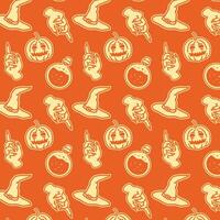 Spooky Halloween Character Pattern with Orange Color Palette for Merchandise Tshirts Web Design and Print Projects vector