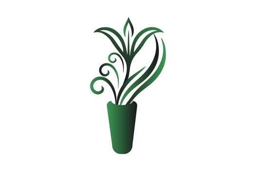 a green plant in a vase on a white background vector