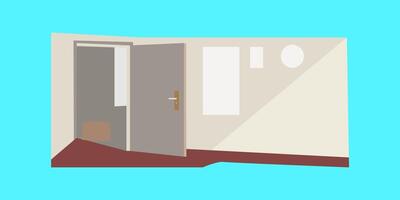 An open door with a window and a cat vector