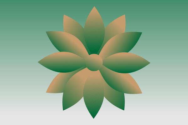 a green and brown flower on a green background