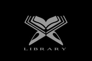 The logo for the library isolated on black background vector