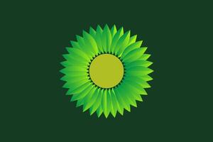 Green leaves form a circular decoration on a black background. vector