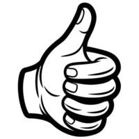 Minimalist Thumbs Up Hand Sign Silhouette - High-Quality on White Background vector