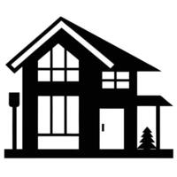 Minimalist Modern House Silhouette with Window Clean Design vector
