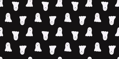 Happy halloween seamless pattern with doodle ghost. Funny minimalist characters on Endless background. vector