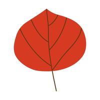 One simple red hand drawn leaf. Plant element for fall-themed designs, nature-inspired projects, and seasonal decorations. Isolated on white background. flat minimalist illustration . vector