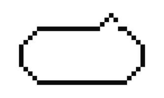Pixel speech bubble. Geometric texting dialogue box. Modern game chat element vector