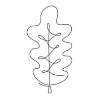 One Continuous line drawing abstract Autumn leaf. Minimal botany hand drawn natural eco concept. Home wall decor, poster, fabric print. Single editable stroke design graphic illustration vector