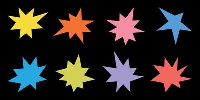 Retro shape in trendy 70s -90s Groovy style. Abstract star spark. Colorful Sparkles Geometric Forms Set. illustration vector