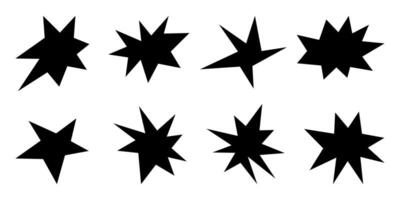 Retro shape in trendy 70s -90s Groovy style. Abstract star spark. Sparkles Geometric Forms Set. illustration vector