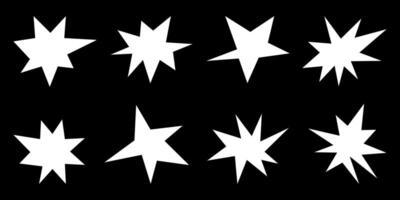 Retro shape in trendy 70s -90s Groovy style. Abstract star spark. Black Sparkles Geometric Forms Set. illustration vector