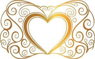 Ornate decorative frame with heart and swirls. vector