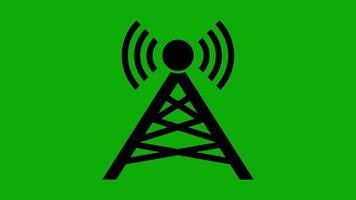 Network, Communication Coverage. Cell, Radio Signal Tower Icon Animation on Green Background video