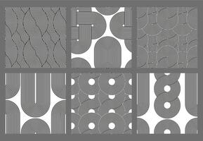 Seamless zen patterns. Geometric striped line art pattern, minimalist geometric stripes, wavy loops and dynamic knots lines decorative elements backgrounds set vector