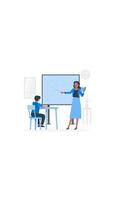 A woman is teaching a child how to use a computer video