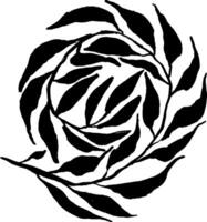 A black and white drawing of a leaf vector