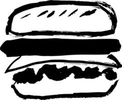 A black and white drawing of a hamburger vector