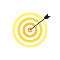 Yellow shade bullseye dart target icon. Dart target goal marketing sign. Arrow dart logo . Winner dart sign. vector