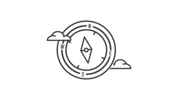 compass animated icon motion graphic , outline compass icon animation video