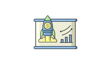 rocket presentation chart for business animated icon alpha channel motion graphic design video