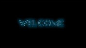 Animated welcome neon shining in reflection video