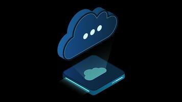 Isometric cloud database animation. Cloud computing and file cloud storage. Modern technology. Motion graphic. Transparent background with alpha channel video